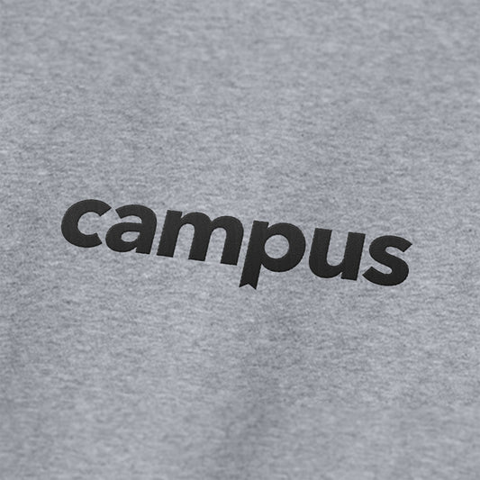 Gray fabric with 'campus' text printed on it