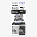 Sheet of 'In Progress' and motivational stickers with 'Campus' branding on a white background.