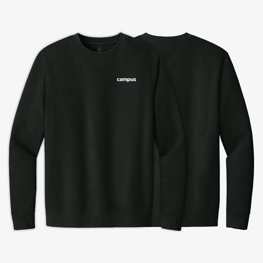 Black long-sleeve shirt with 'campus' text on a white background